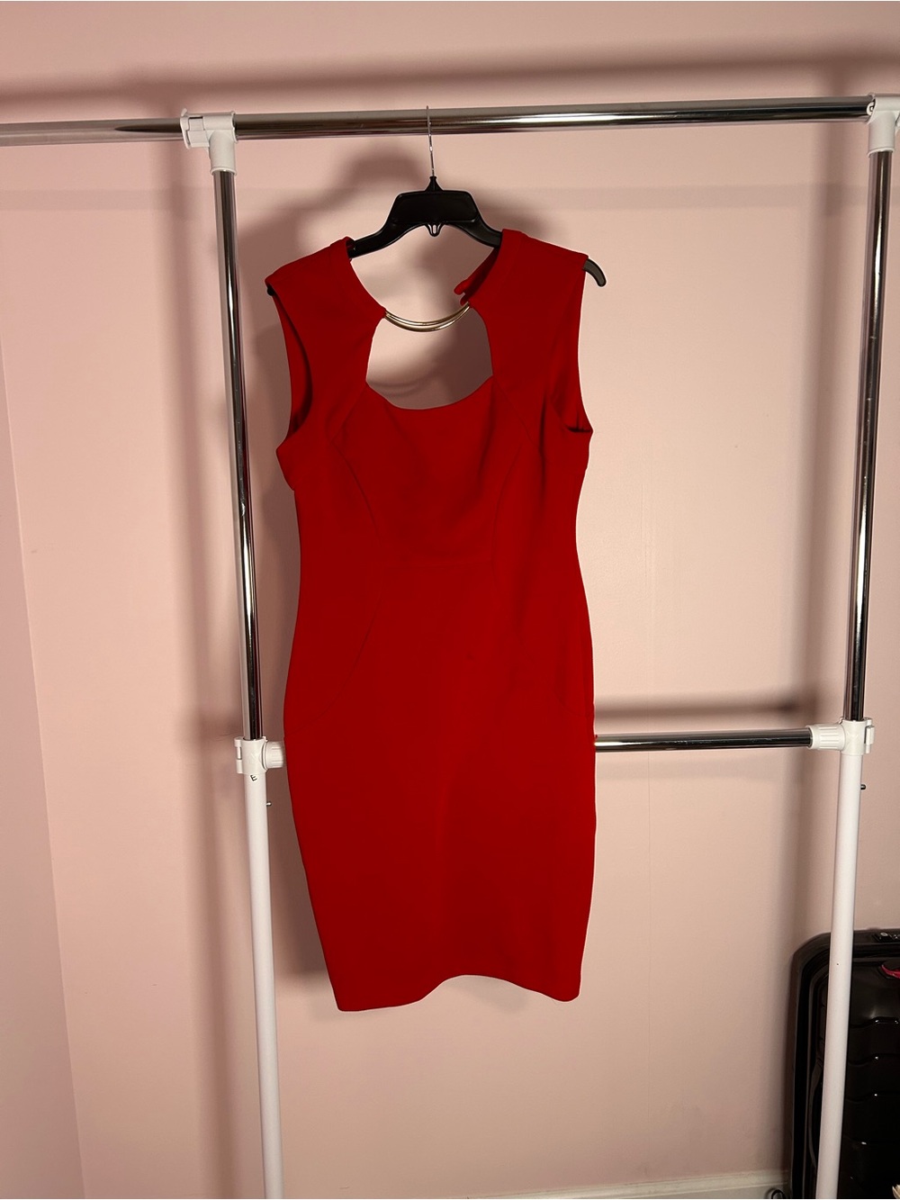 Bisou Bisou Red Sleeveless Midi Dress with Cutout